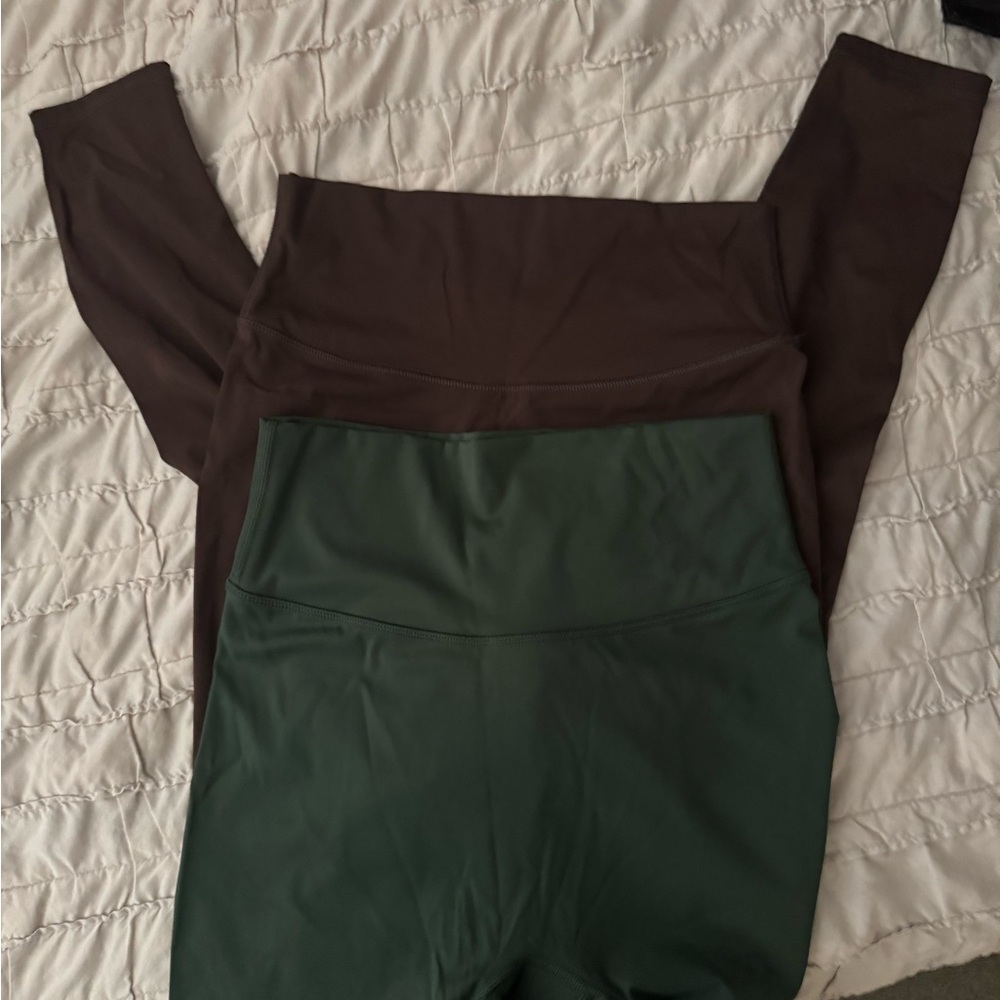 Stylish Green and Brown Leggings- 2 pairs